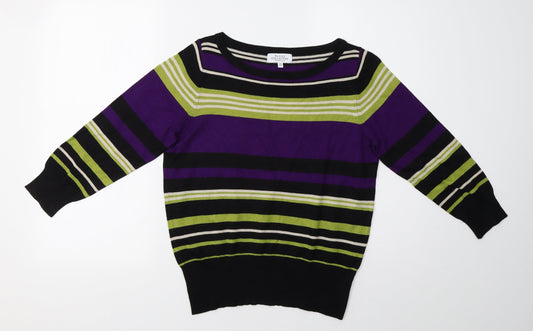 Debenhams Womens Purple Striped  Pullover Sweatshirt Size 14
