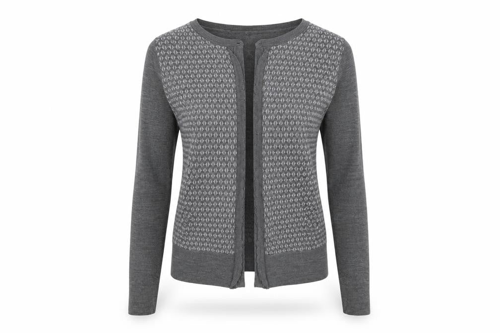 LOFT Womens Grey Geometric  Cardigan Jumper Size S