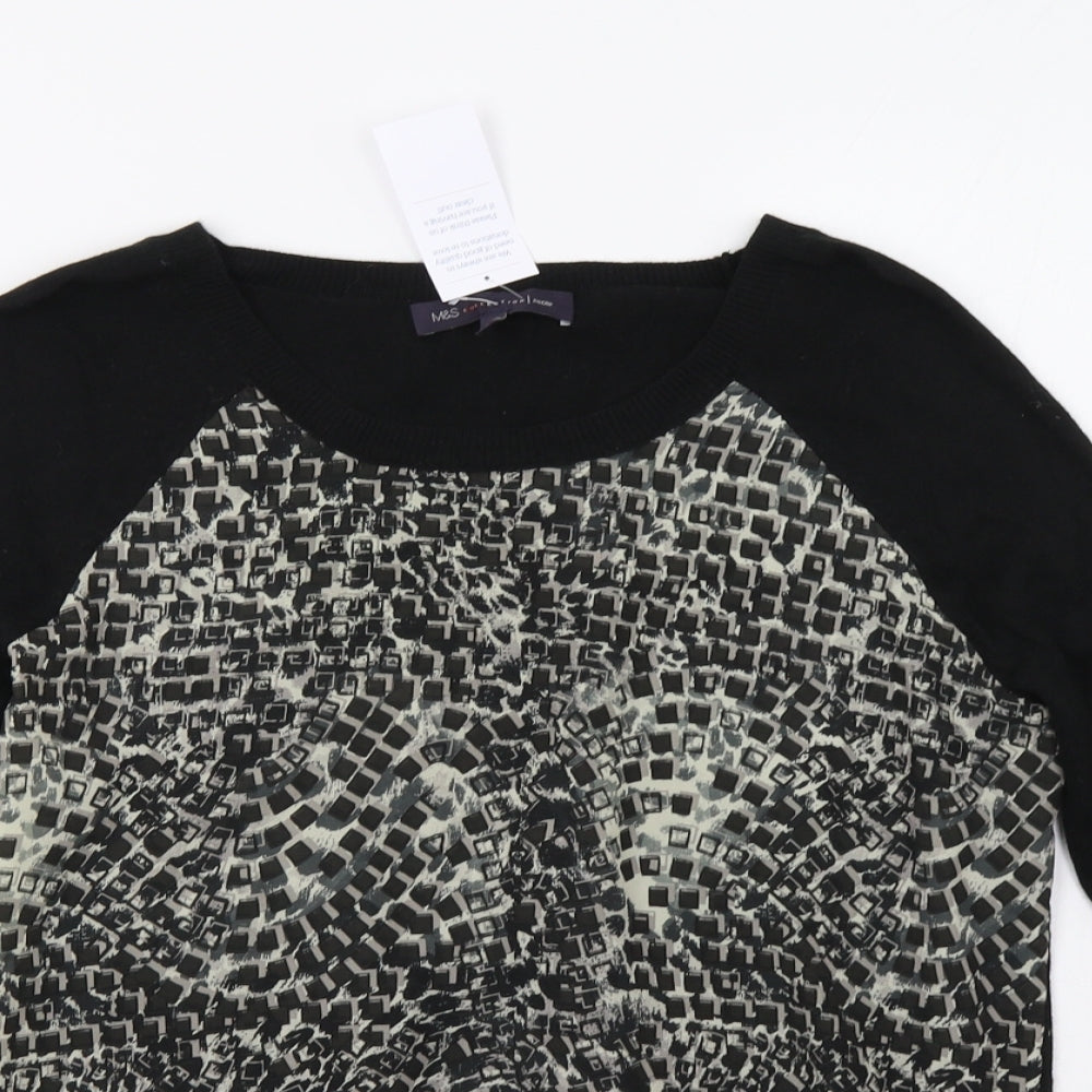 Marks and Spencer Womens Black Animal Print  Pullover Sweatshirt Size 6