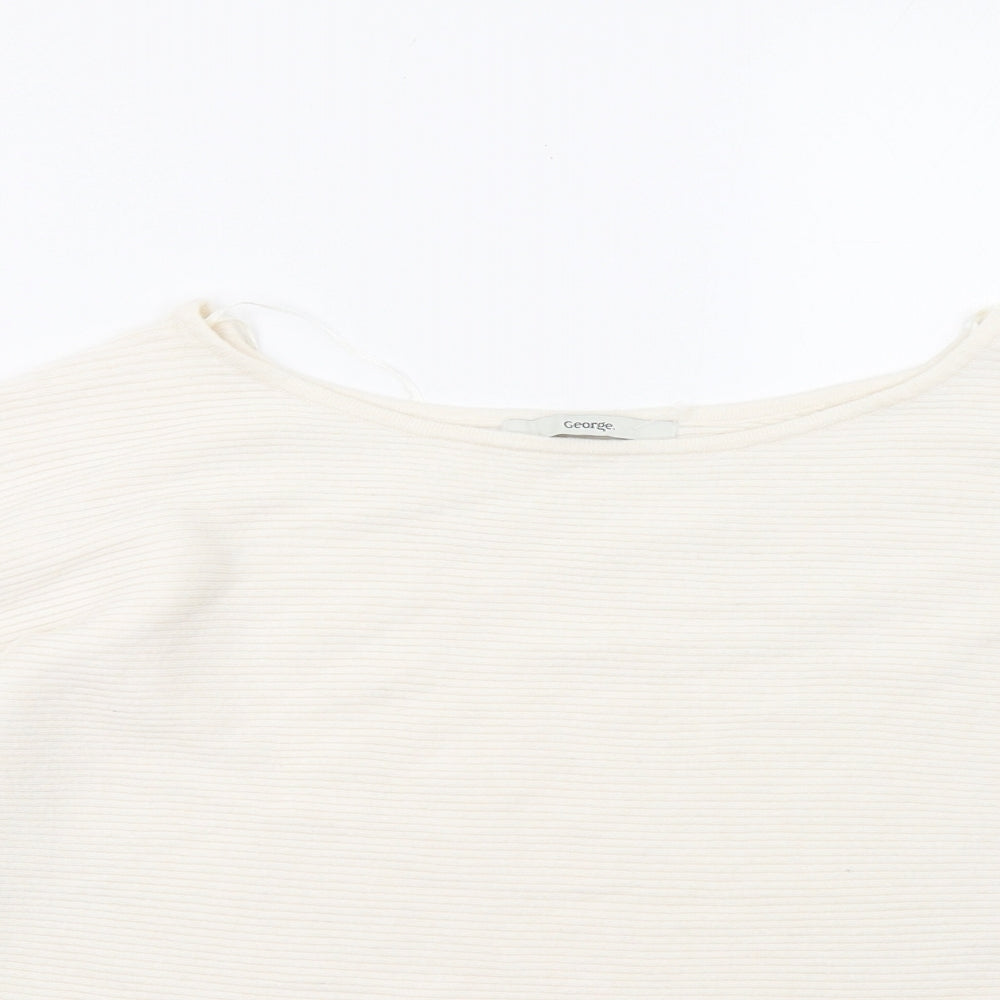 George Womens White   Pullover Sweatshirt Size S