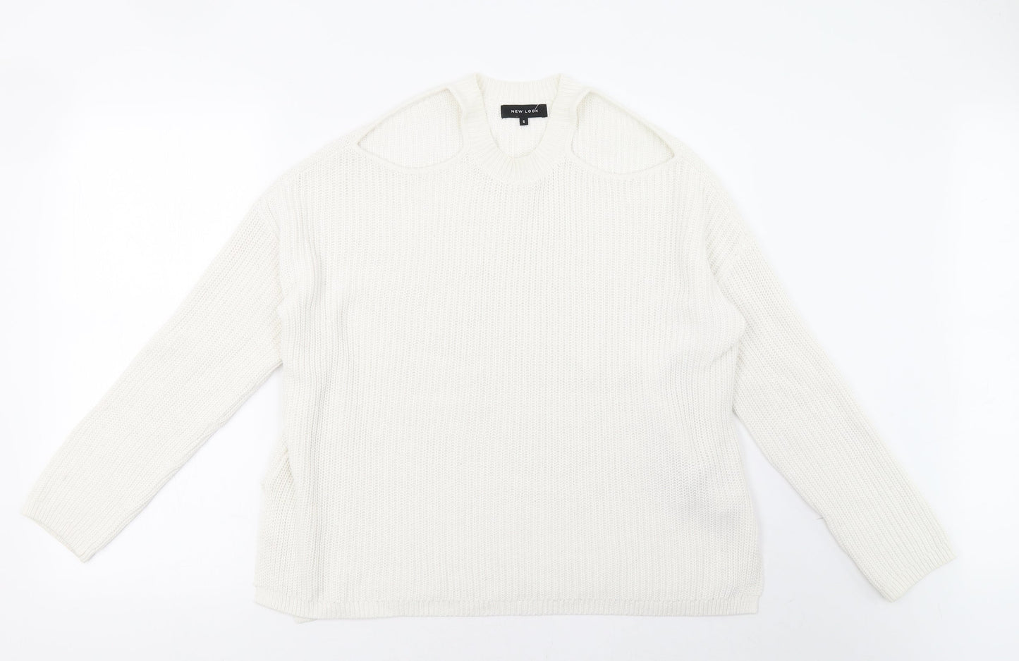 New Look Womens White   Pullover Sweatshirt Size S