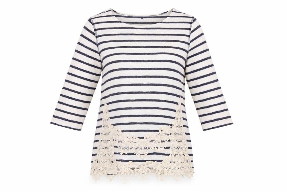 Casamia Womens White Striped Pullover Sweatshirt Size M