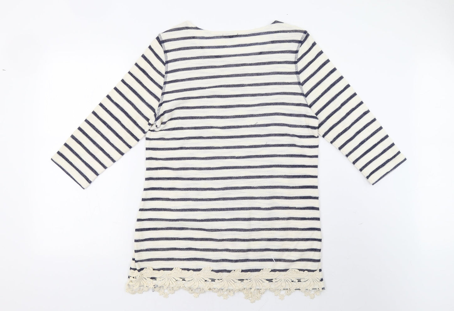 CASAMIA Womens White Striped  Pullover Sweatshirt Size M