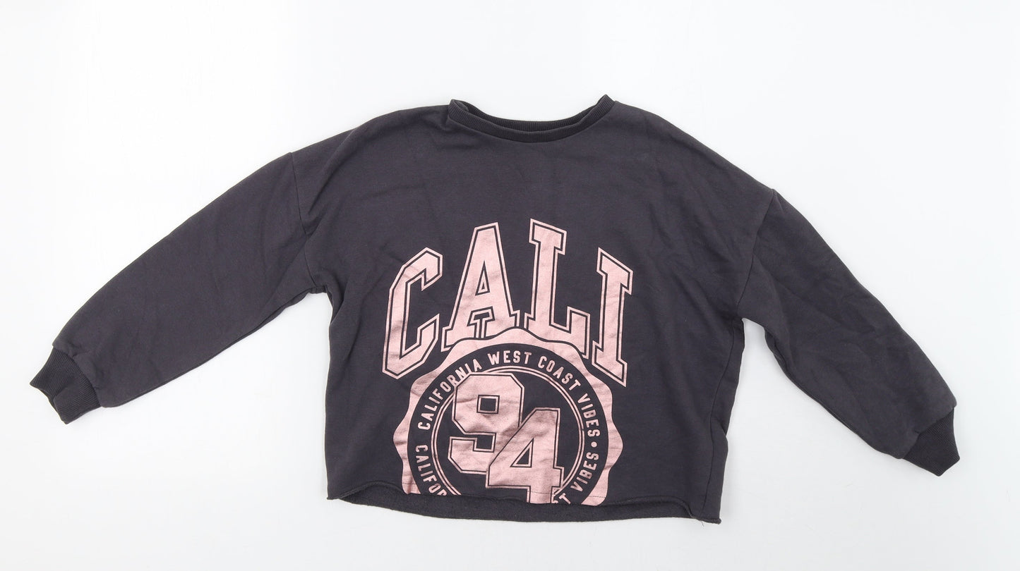 F&F Girls Grey   Pullover Sweatshirt Size 8-9 Years  - Cropped