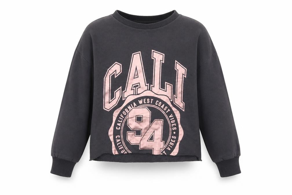 F&F Girls Grey   Pullover Sweatshirt Size 8-9 Years  - Cropped