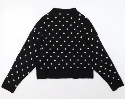 Preloved H&M Womens Black Polka Dot  Pullover Sweatshirt Size S - Back