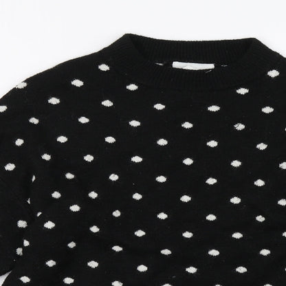 Preloved H&M Womens Black Polka Dot  Pullover Sweatshirt Size S - Detail