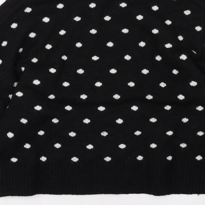 Preloved H&M Womens Black Polka Dot  Pullover Sweatshirt Size S - Label