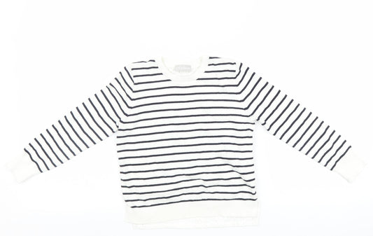 Matalan Girls White Striped  Pullover Jumper Size 7 Years