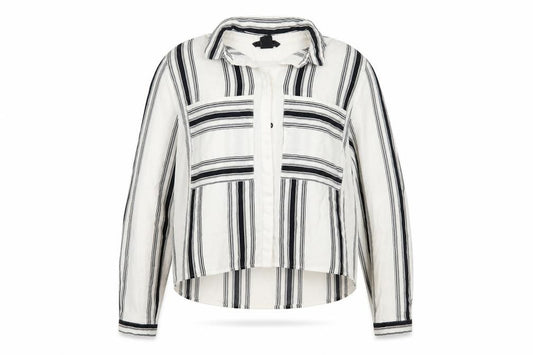 H&M Womens White Striped  Basic Button-Up Size 10