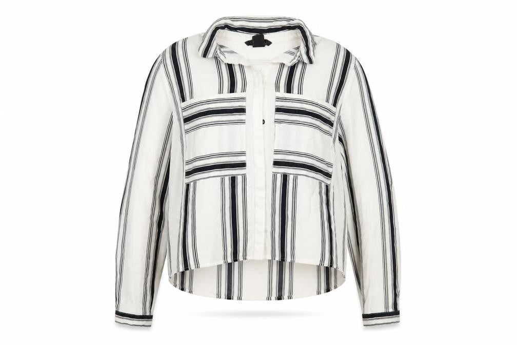 H&M Womens White Striped  Basic Button-Up Size 10