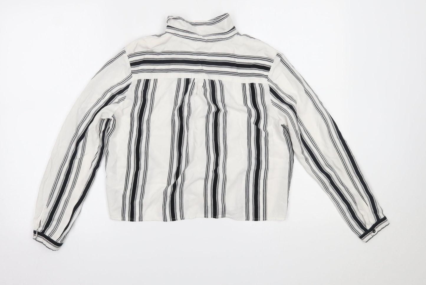 H&M Womens White Striped  Basic Button-Up Size 10