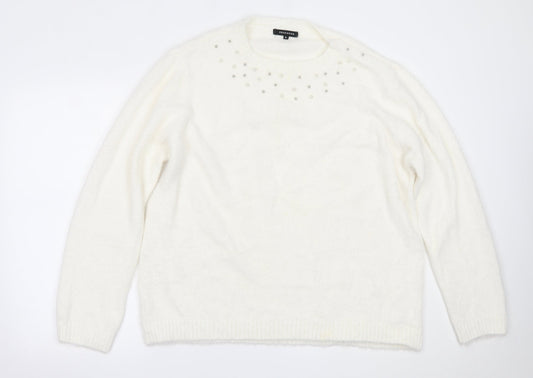 Peacocks Womens White   Pullover Jumper Size XL