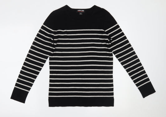 Kirkland Womens Black Striped  Basic Blouse Size M