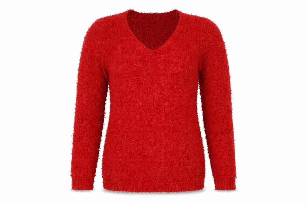 Brave Soul Womens Red Houndstooth  Pullover Jumper Size 10