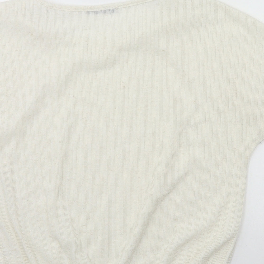 George  Womens Ivory   Basic T-Shirt Size 8