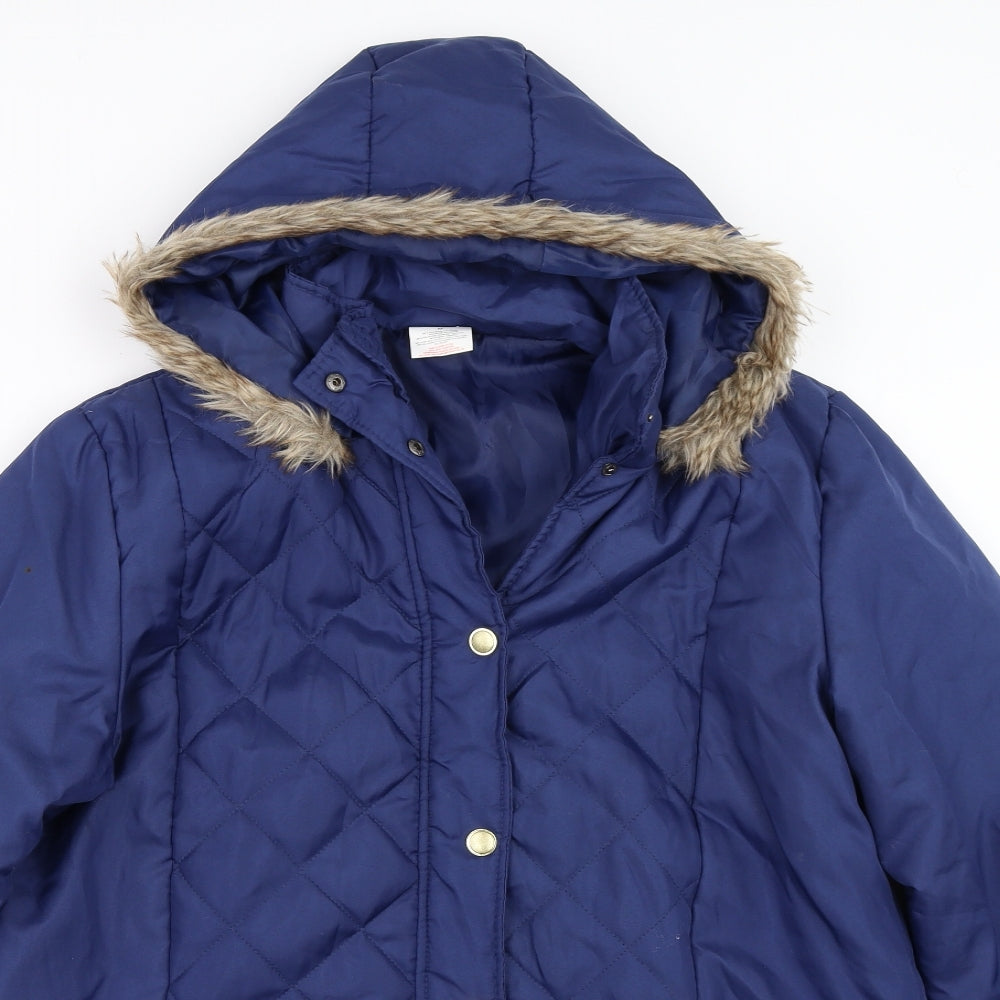 Anne De Lancay Womens Blue   Quilted Coat Size M