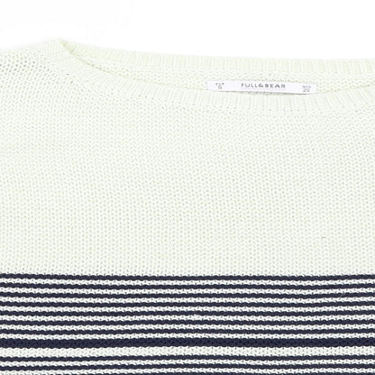 Pull&Bear Womens Blue Striped  Pullover Jumper Size S