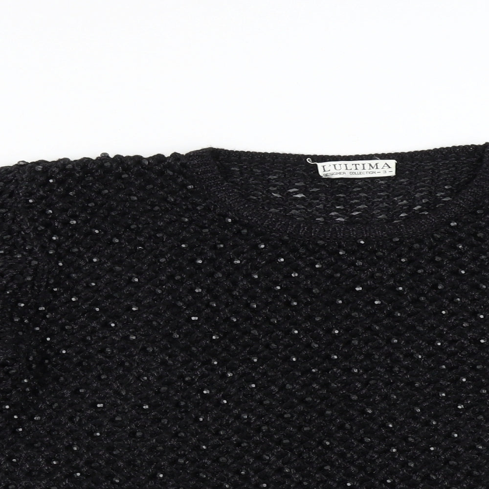 L' Ultima Womens Black  Knit Pullover Jumper Size M