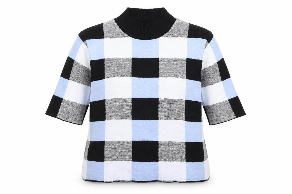 F&F Womens Blue Check  Pullover Jumper Size 16
