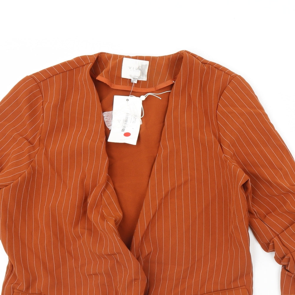 Villa Womens Brown Striped  Jacket  Size S