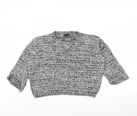 Topshop Womens Blue Herringbone  Pullover Jumper Size 14