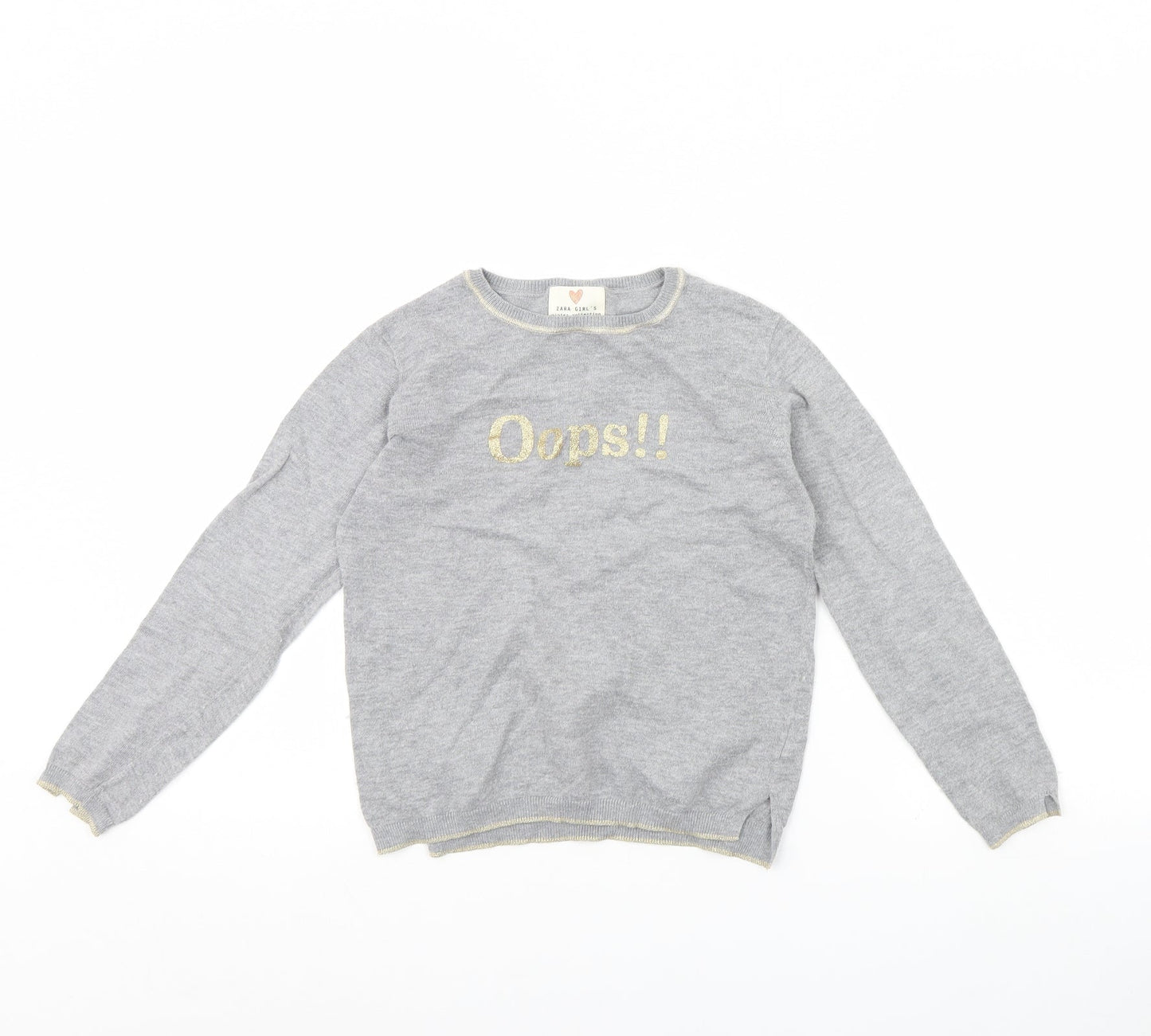 Zara Girls Grey   Pullover Jumper Size 8 Years