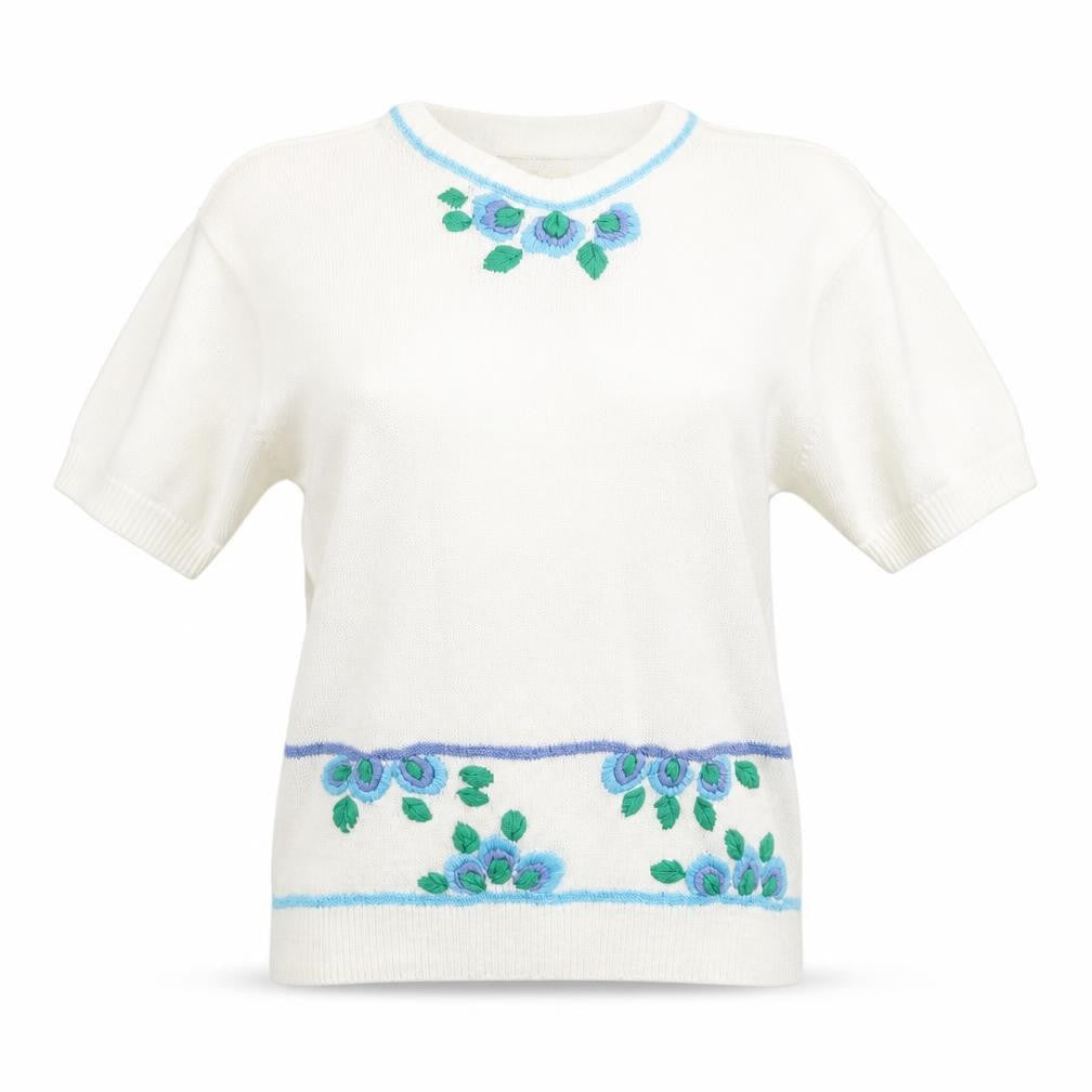 Rival Womens White Floral  Basic T-Shirt Size M
