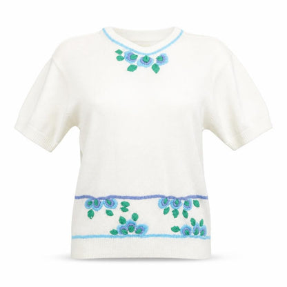Rival Womens White Floral  Basic T-Shirt Size M
