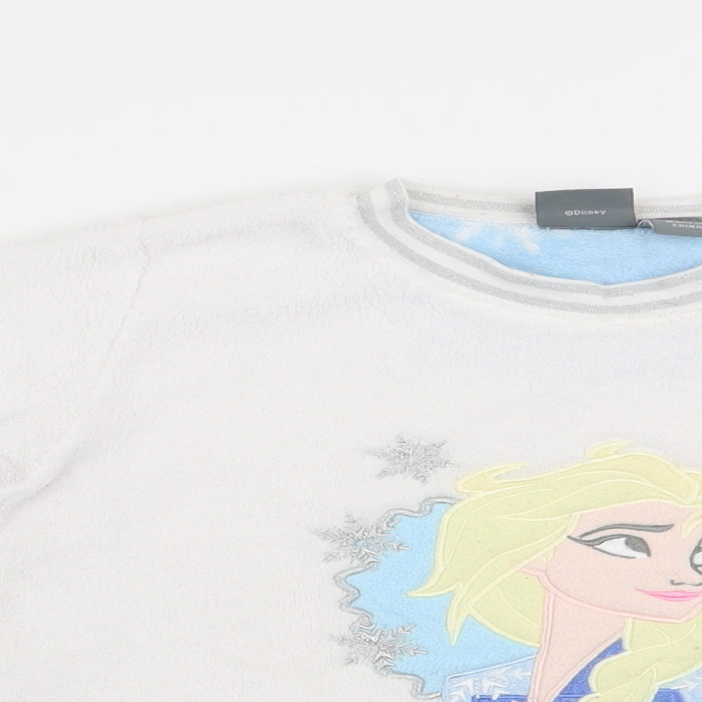 Disney by Primark Girls White Solid   Pyjama Top Size 5-6 Years  - Elsa Frozen