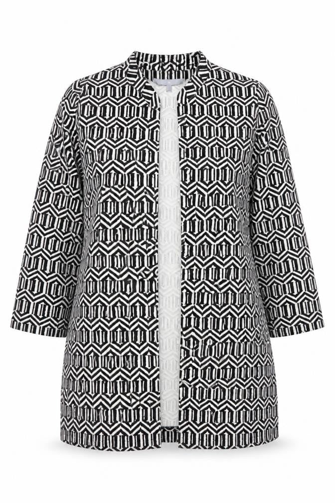 Redherring Womens Grey Geometric  Jacket  Size 14  - Longline Jacket