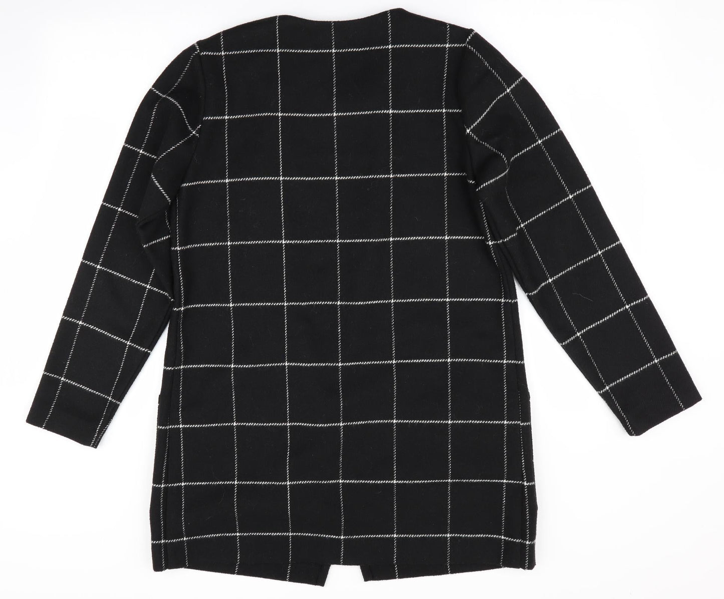 Peacocks Womens Black Check  Overcoat Coat Size 8