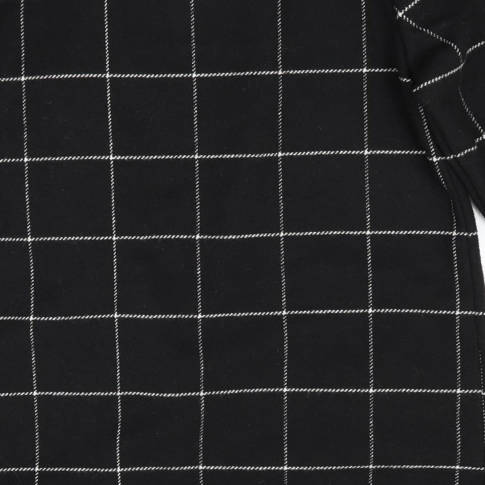 Peacocks Womens Black Check  Overcoat Coat Size 8