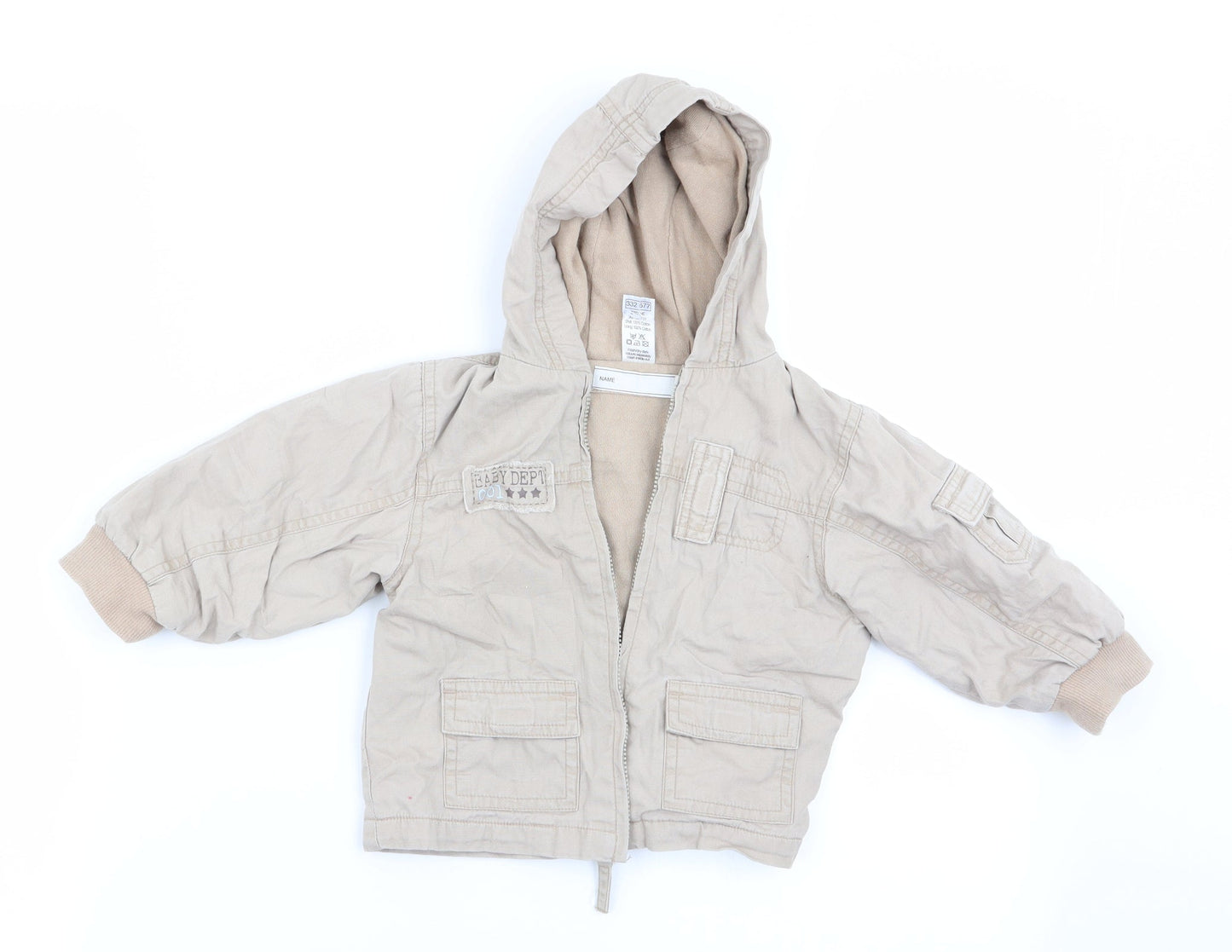 M&Co Boys Beige   Basic Coat Coat Size 9-12 Months