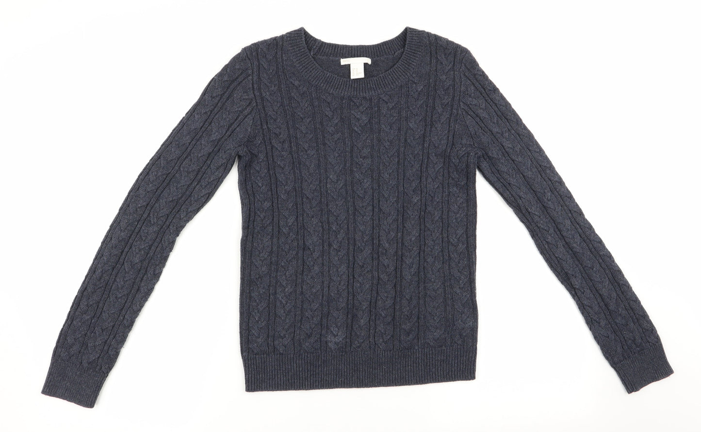 H&M Womens Blue   Pullover Jumper Size 4  - Cable knit