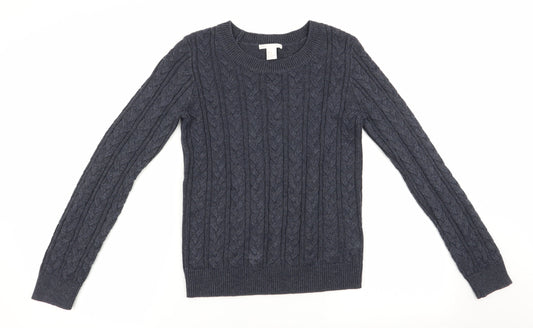 H&M Womens Blue   Pullover Jumper Size 4  - Cable knit