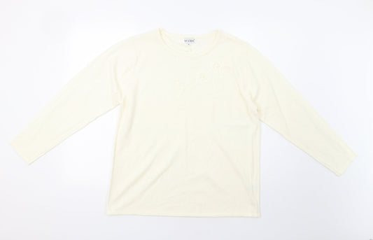Fay Louise Womens Ivory   Pullover Jumper Size XL  - Embroidered Detail