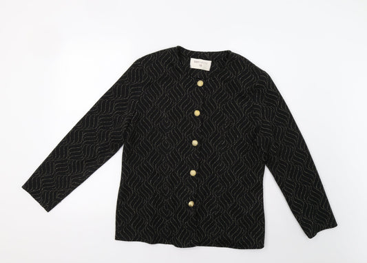 Bonmarché Womens Black Geometric  Jacket Blazer Size 16