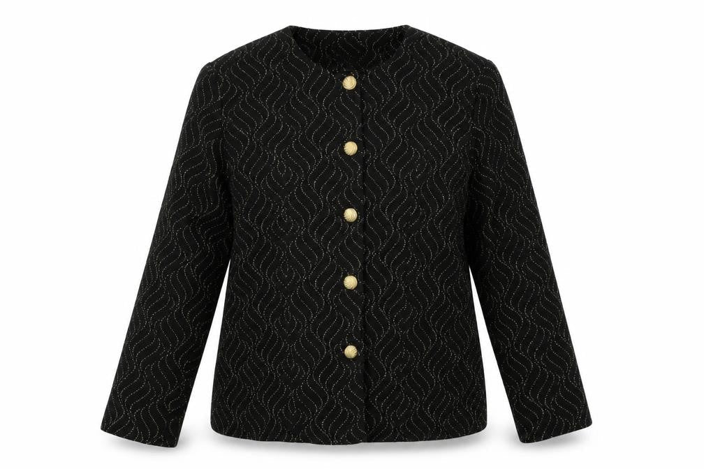 Bonmarché Womens Black Geometric Jacket Blazer Size 16
