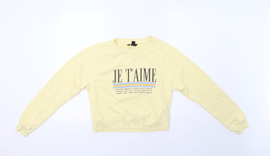 New Look Womens Yellow   Pullover Sweatshirt Size 8  - Je T'aime