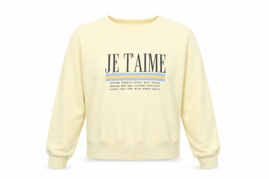 New Look Womens Yellow   Pullover Sweatshirt Size 8  - Je T'aime