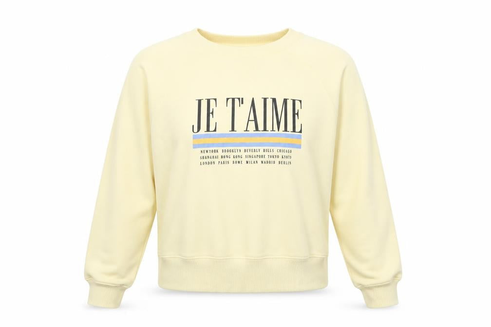 New Look Womens Yellow   Pullover Sweatshirt Size 8  - Je T'aime