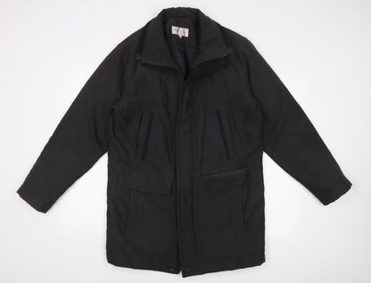 EWM Mens Black   Overcoat Coat Size S