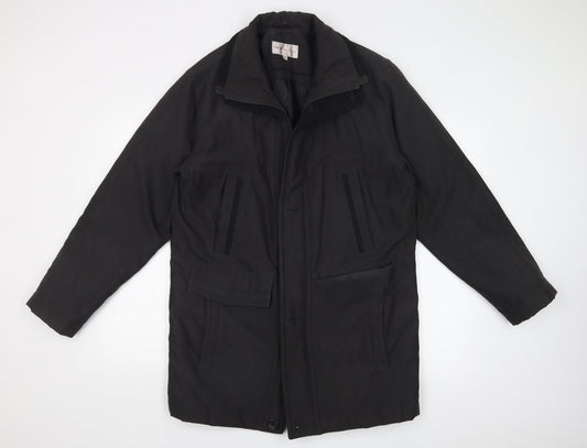 EWM Mens Black   Overcoat Coat Size S
