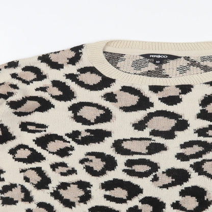 Preloved PEP&CO Womens Multicoloured Animal Print  Basic T-Shirt Size 10 - Detail