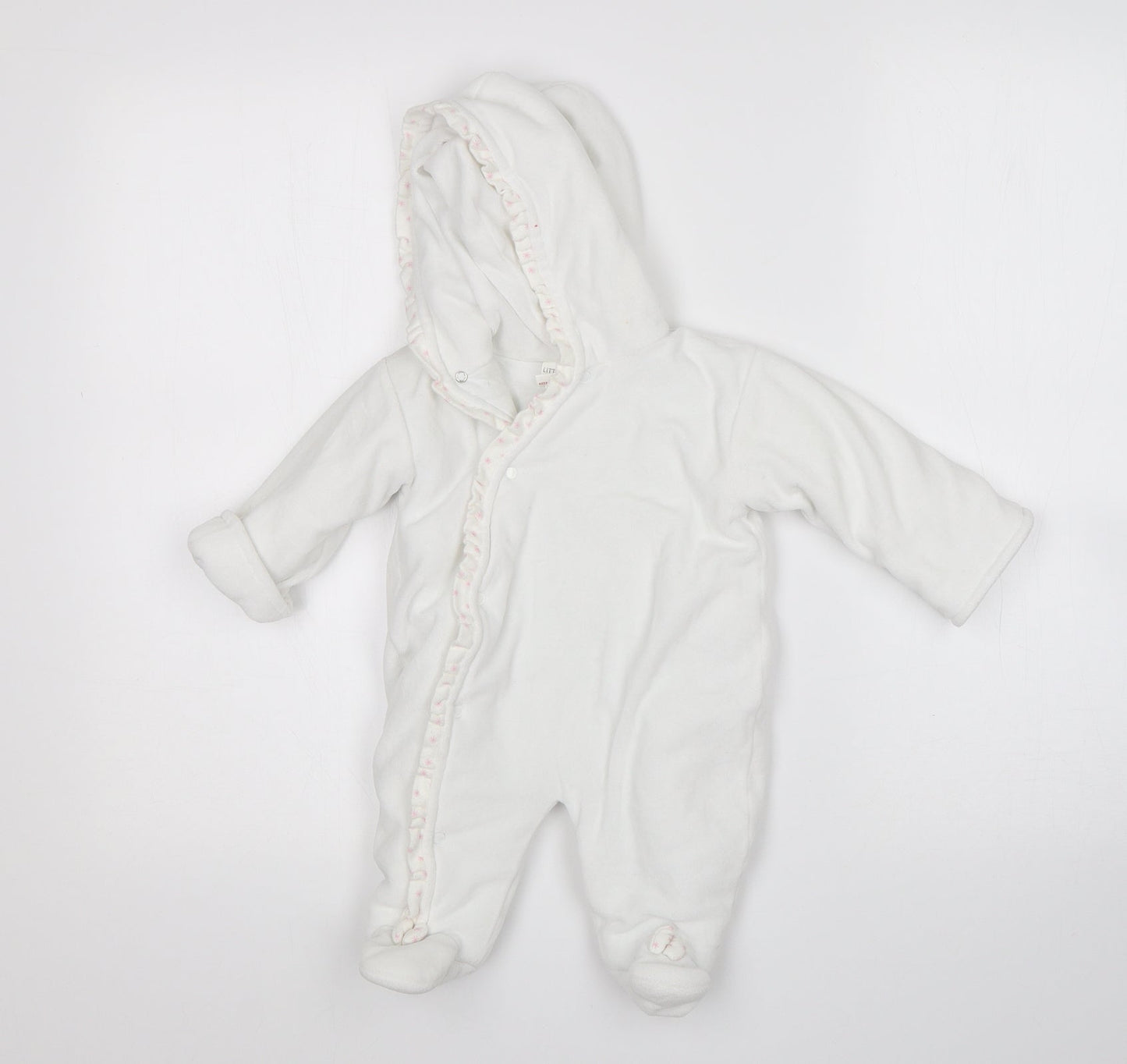 Little Nosh Girls White   Babygrow One-Piece Size 3-6 Months