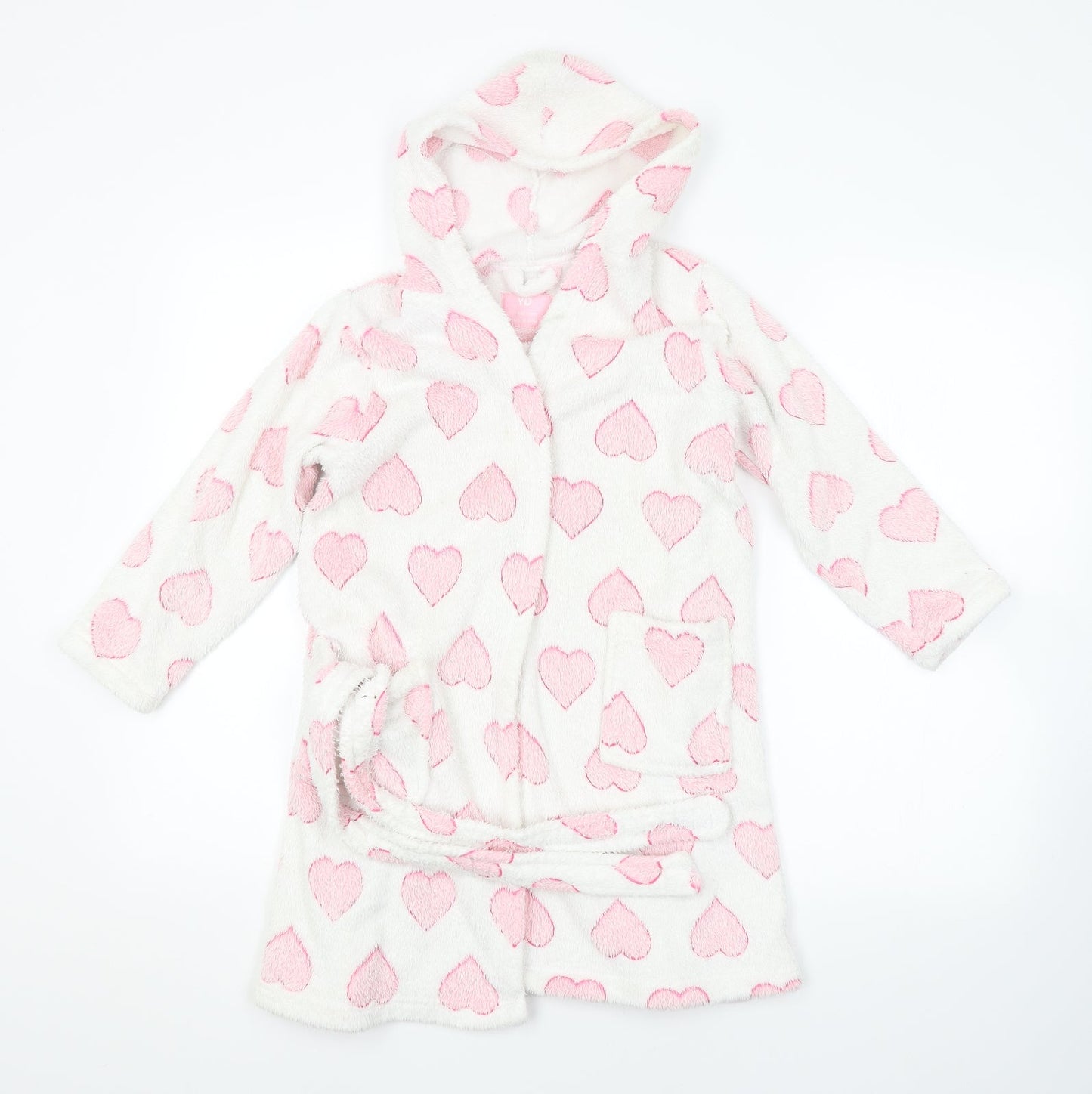 Young Dimension Girls White Geometric   Robe Size 7-8 Years