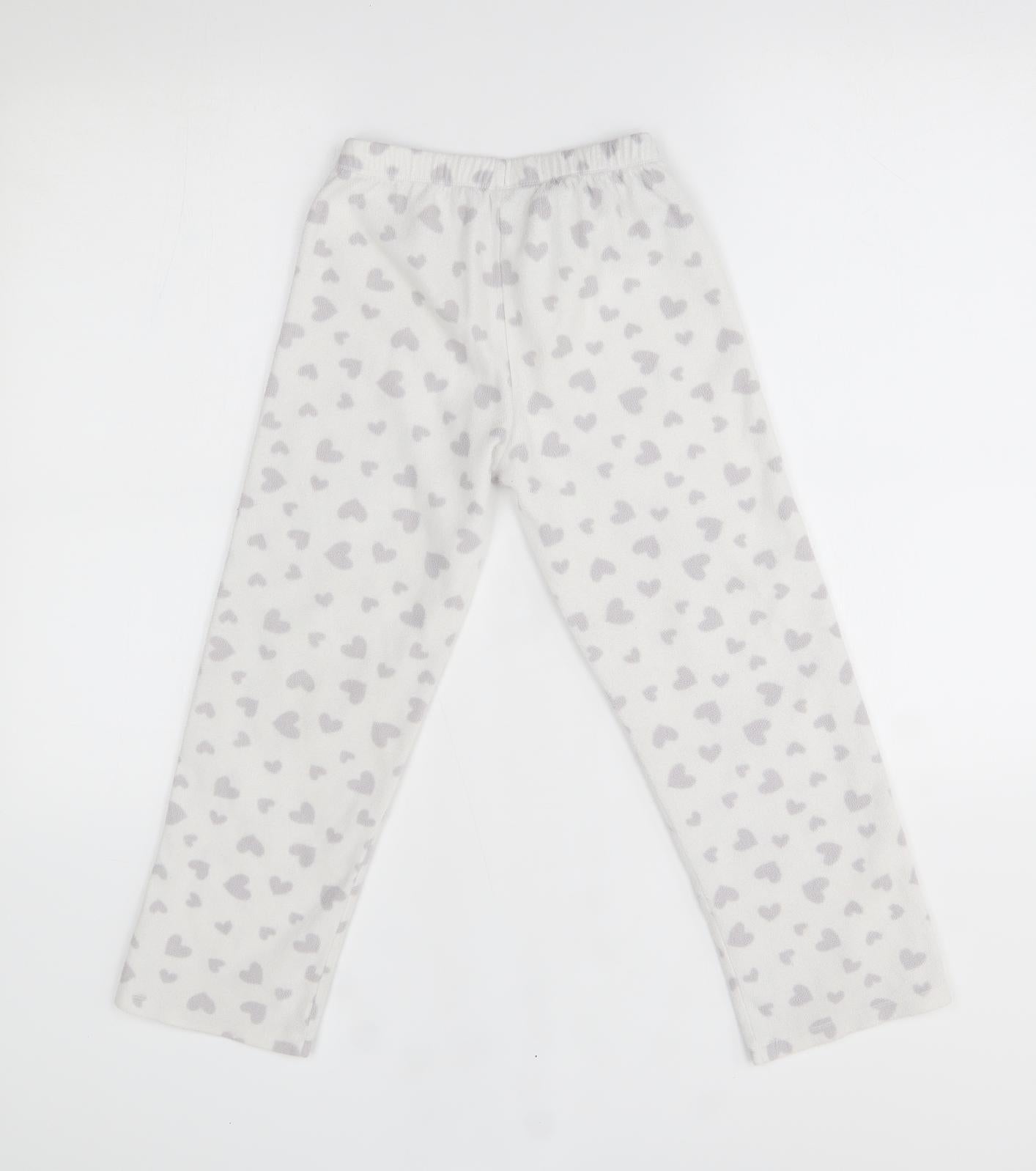 George Girls White    Lounge Pants Size 7-8 Years  - heart pattern