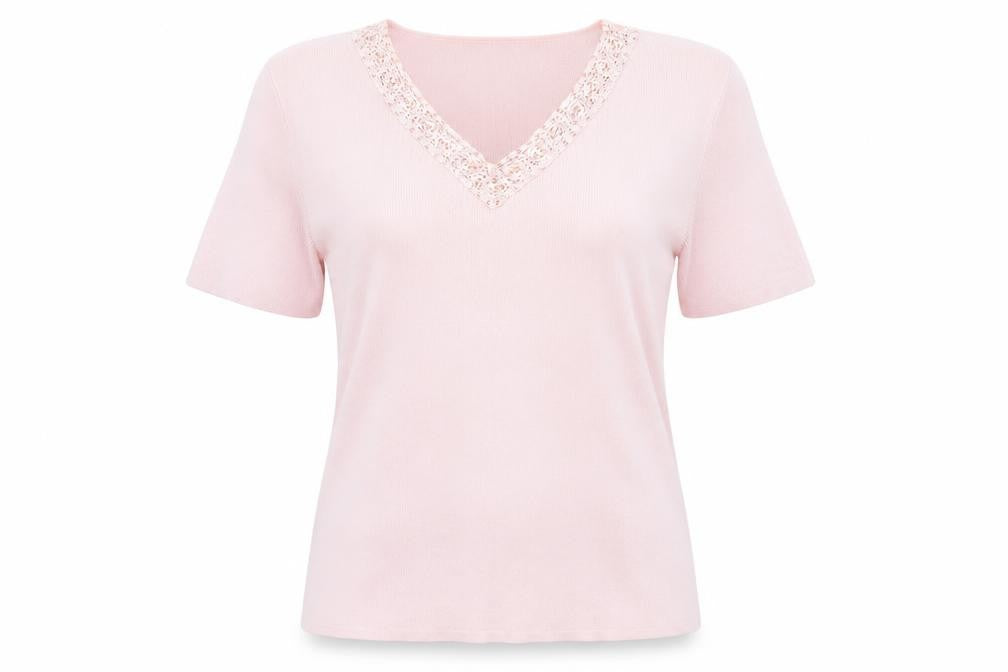 Debbie Morgan Womens Pink   Basic T-Shirt Size M