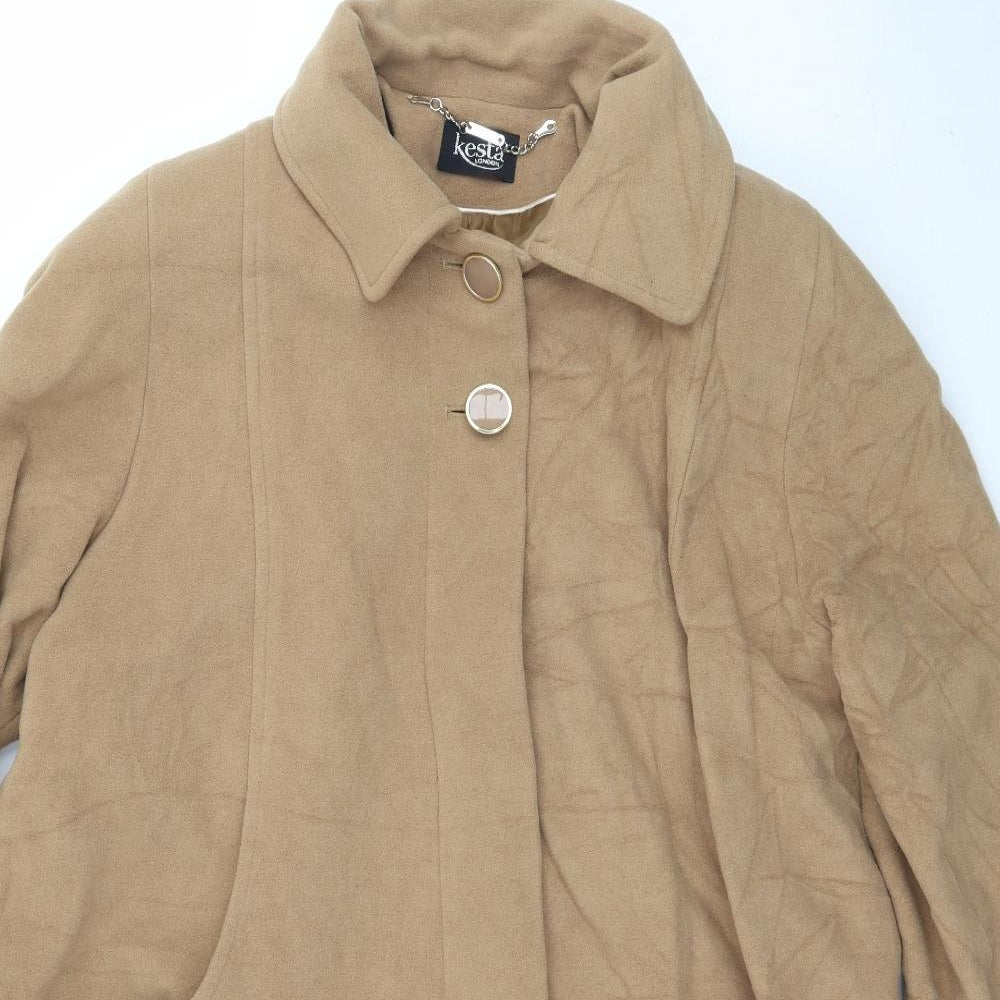 Kesta Womens Beige   Pea Coat Coat Size 12